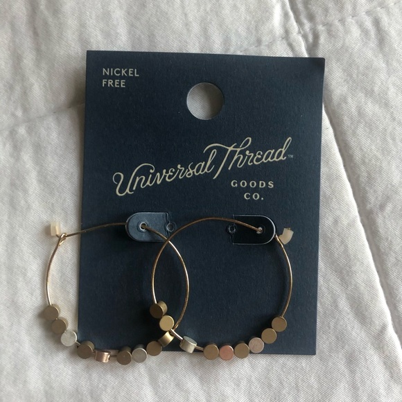 Metallic Beaded Hoop earrings - Picture 2 of 3